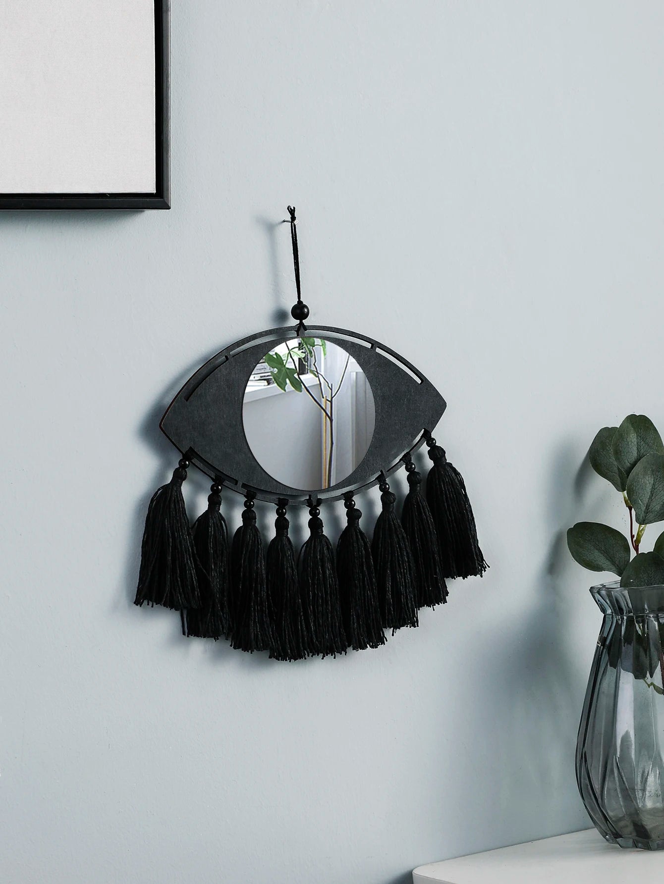 Hemasa Macrame Mirror Black Evil Eye Decorative Mirrors /Home Decoration Tassels  Decor Home Ornament Gift