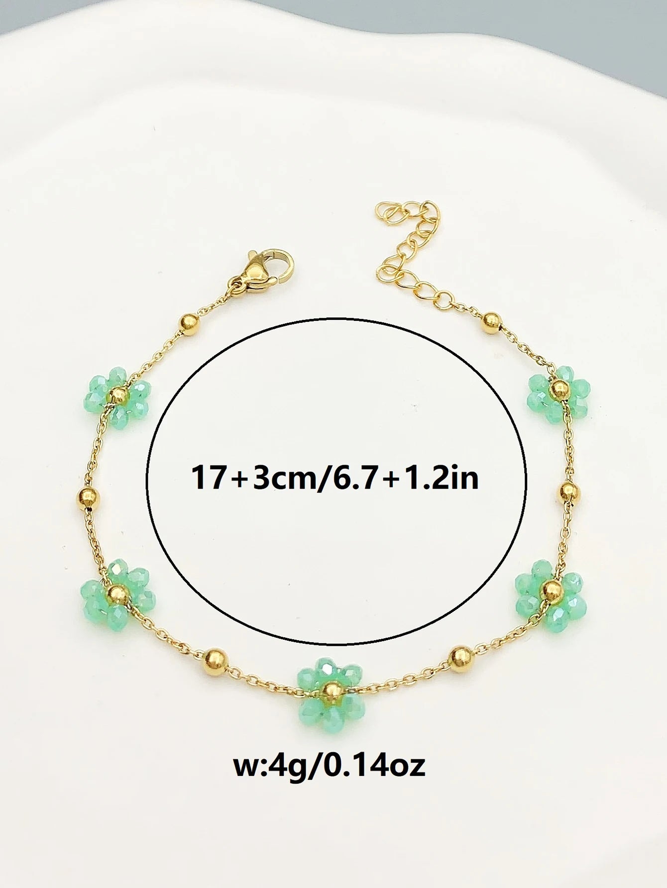 1 fashion girls new green small flower beade bracelet birthday gift Dance party Back-to-school season wedding season Bozmian