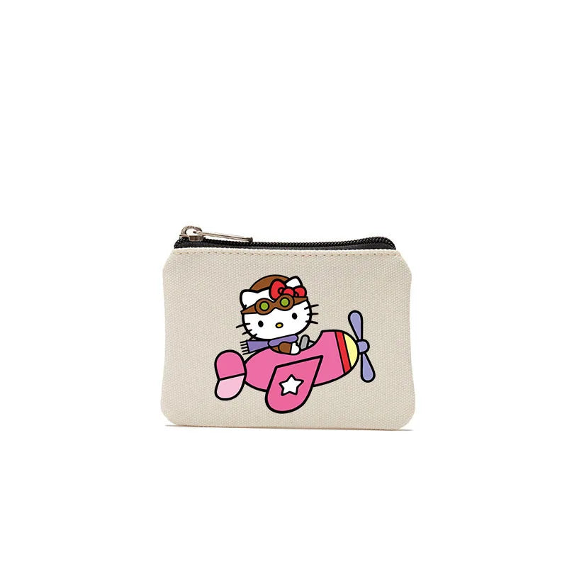Cartoon Hellos Kittys Coin Purse Canvas Bag Card Bag Simple Fabric Coin Small Bag Cotton Storage Bags for Children's Gifts