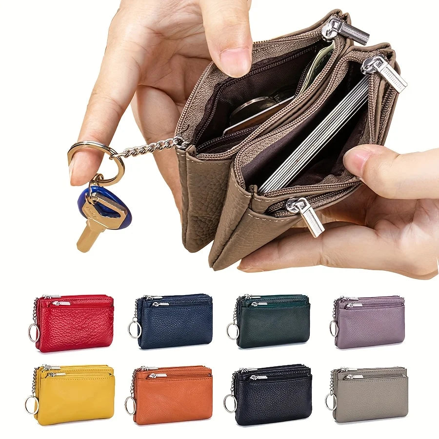 Hot sale Geniune Leather Lady's Coin Purses Short zipper Chain Wallets high quality Card Holders Small Mini Key Wallets Women
