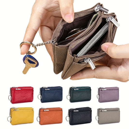 Hot sale Geniune Leather Lady's Coin Purses Short zipper Chain Wallets high quality Card Holders Small Mini Key Wallets Women