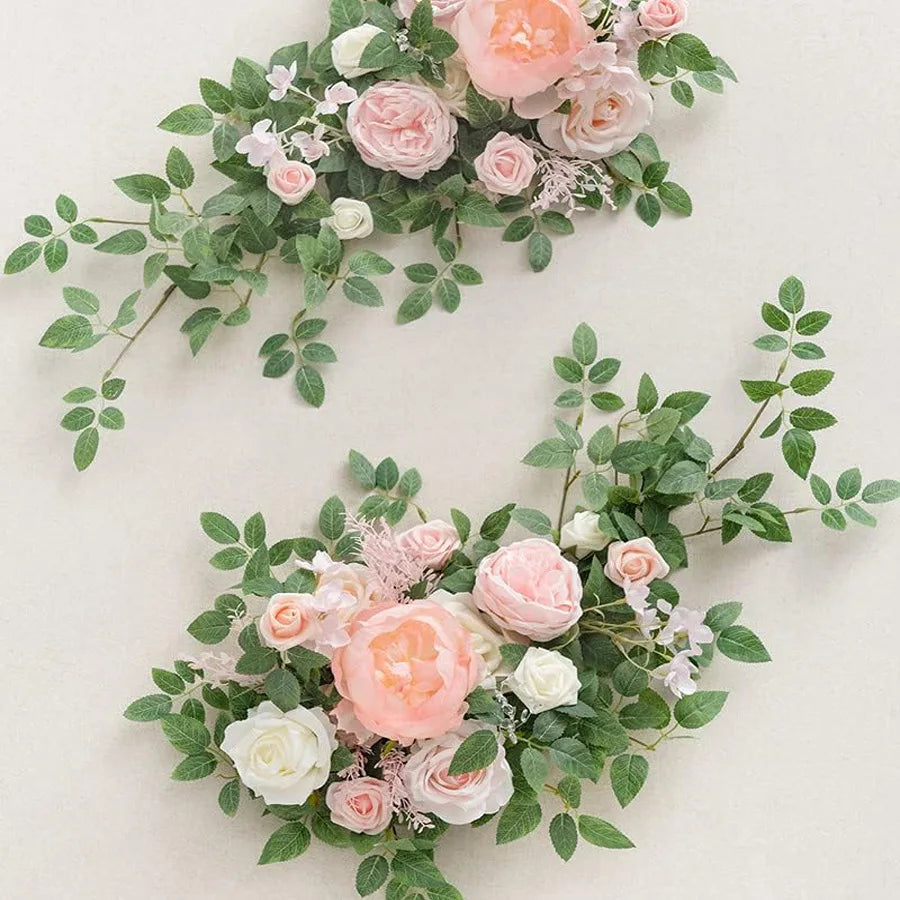 Simulation rose chair back flower aisle flower two-piece wedding home table flower simulation plant decoration