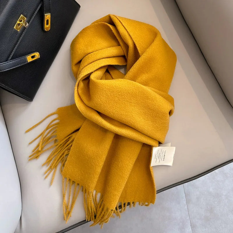 China Red Pure Wool Scarf Women's Autumn and Winter Warm Mother Scarf Light Luxury High-end Fringed Shawl