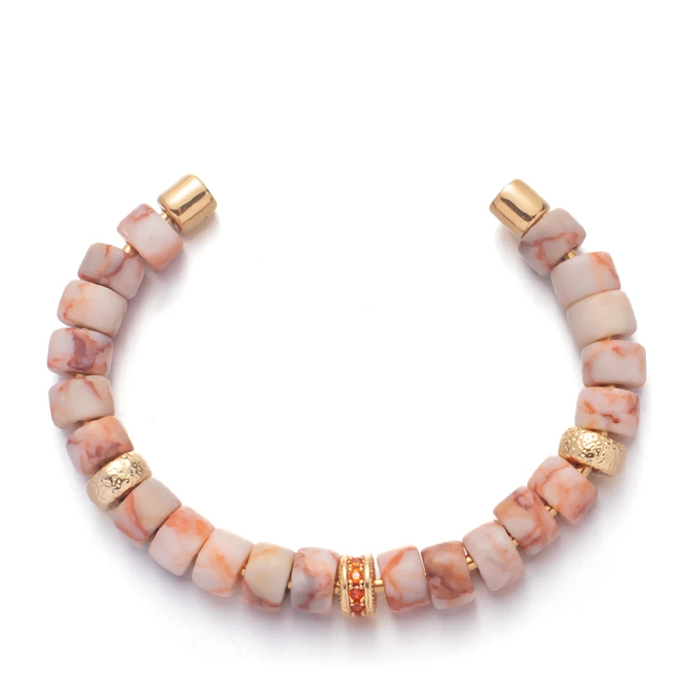 Tejesa Colorful  Natural Stone Cuff Bangle Bracelets For Women