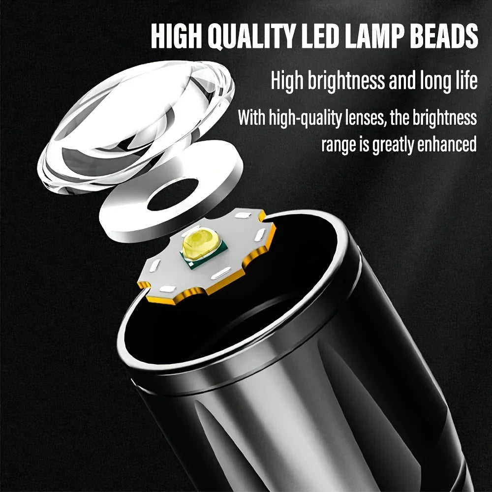 Hemasa LED Powerful Flashlight Rechargeable Multi Functional for Long Range Portable Outdoor Home Mini Flashlight with Cap Clip