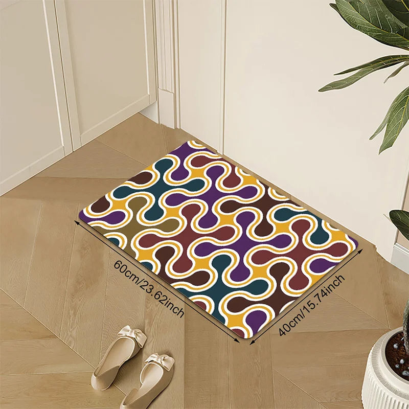 Tejesa  Geometric Welcome Mat - Non-Slip, Durable Polyester Floor Mat