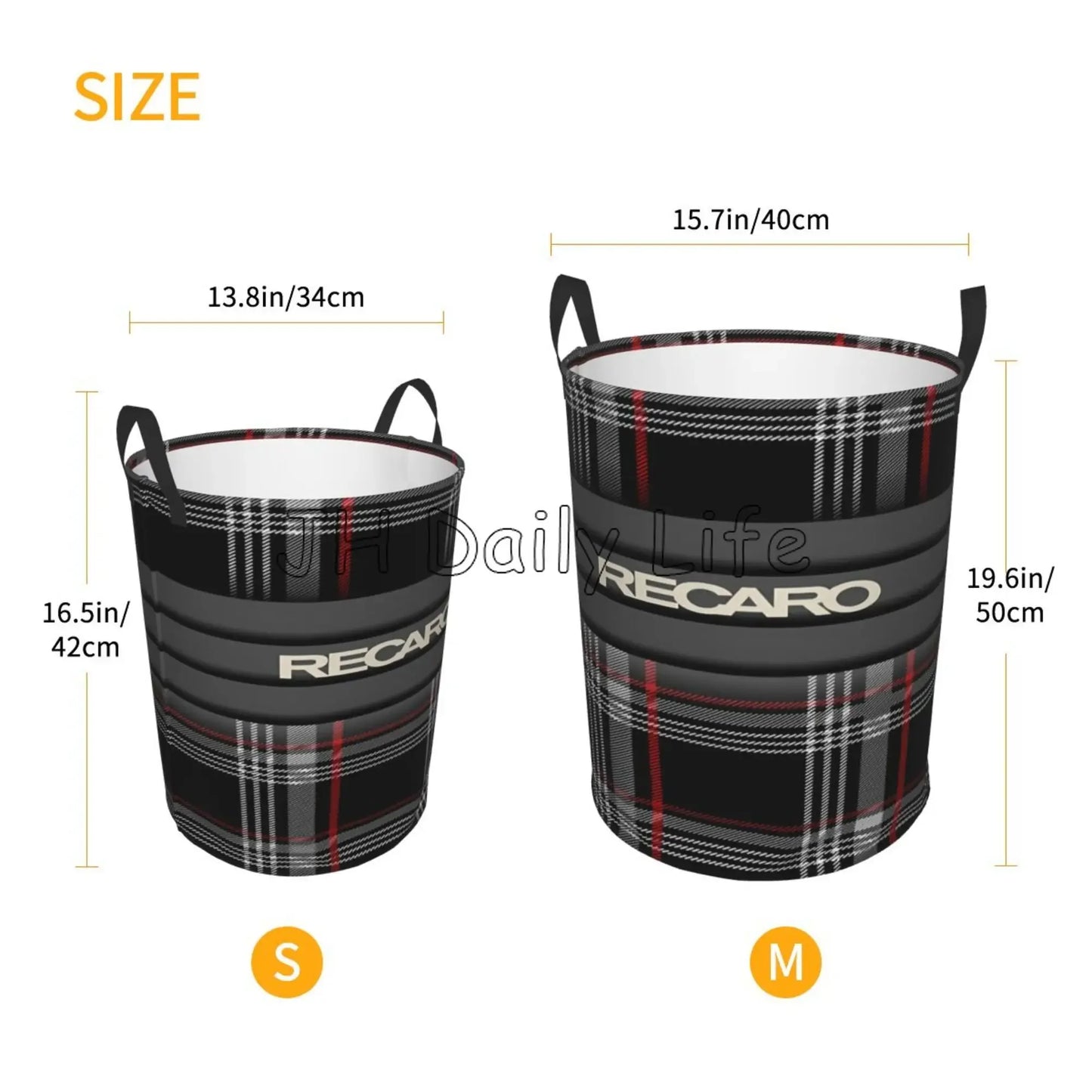 Recaros Logo Print Laundry Basket Foldable Clothes Hamper for Nursery Kids Toys Storage Bin Large Capacity Circular Hamper