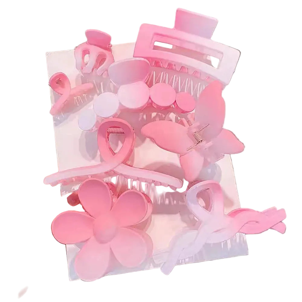 Tejesa 8Pcs/Set New Fashion Gradient Color Hair Clip Acrylic Sweet Girls Ponytail Flower Grabbed Hairpin Woman Headwear Accessories