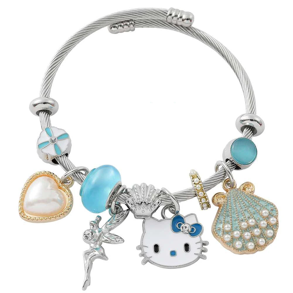 Sanrio Cartoon Charms Bracelets Kawaii Hello Kitty Beads Pendant Hand Chains Cute Bangle Jewelry Accessories Gifts for Girls