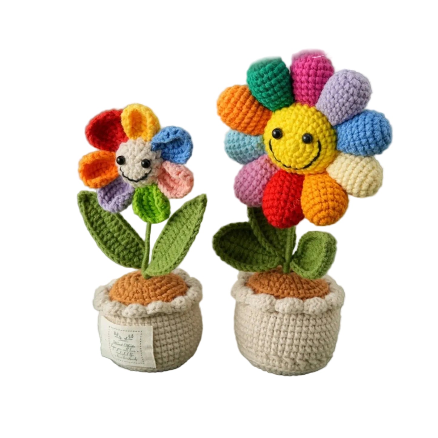 Hemasa Crochet  Colourful  Kintted  Potted  Sunflowers Table Decor Graduation Gift