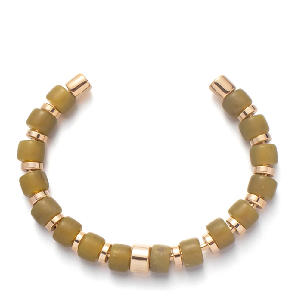 Tejesa Colorful  Natural Stone Cuff Bangle Bracelets For Women