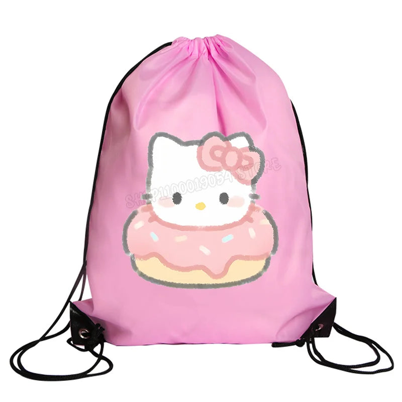 Hemasa Hello Kitty Drawstring Bag Sports Waterproof Backpack   Bags Birthday Cute Gift