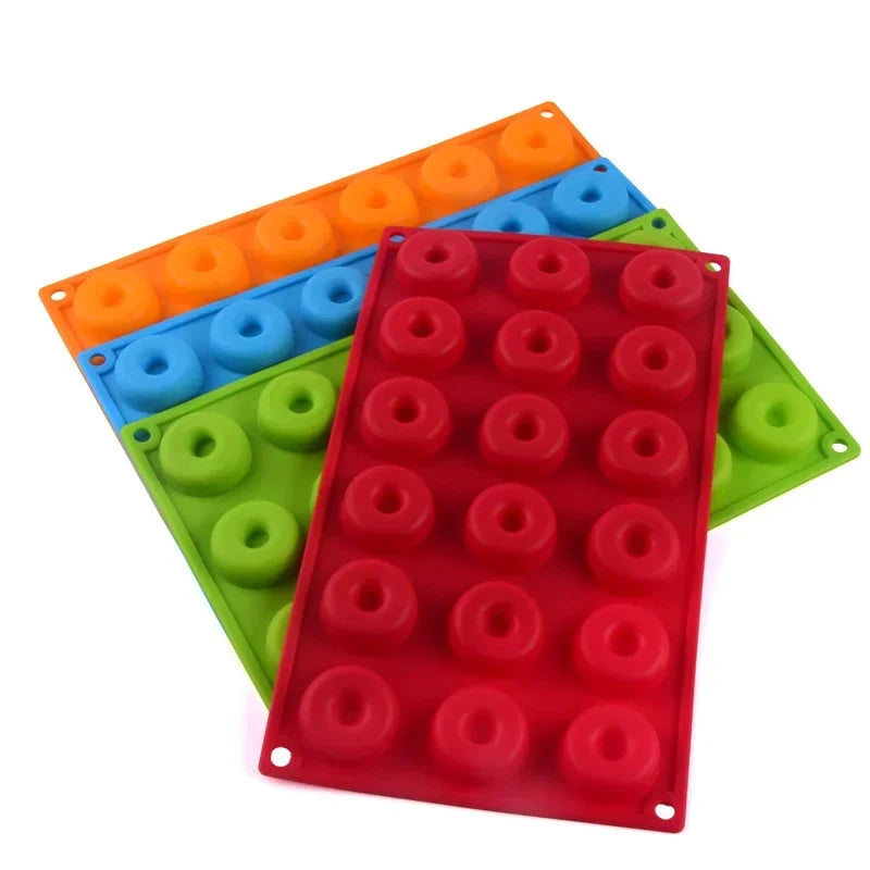 Tejesa Mini Silicone Donut Maker 18 Cavity Non-Stick Chocolate Donut Mold/ Baking Pan Donut Dessert Baking Tray /Bread Pastry Cake Tools