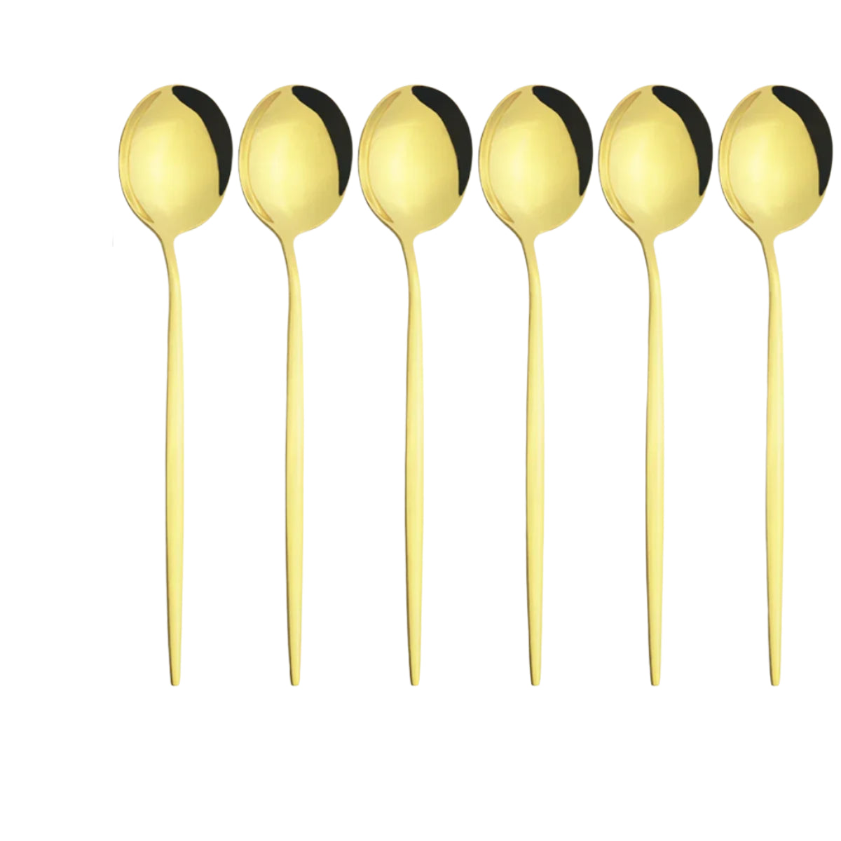 Hemasa 6Pcs  Western Stainless Steel Cutlery Set  Gold Ladle Spoon Dinnerware Dinner Spoon Soup Spoon Tableware Kitchen Silverware Set
