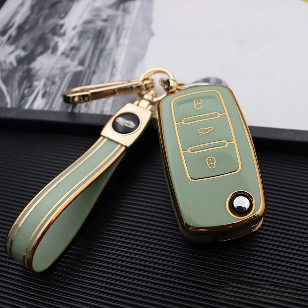 For VW Golf Polo Bora Beetle Tiguan for SKODA Fabia Superb for SEAT Leon Toledo Altea Ibiza TPU Remote Key Fob Case Cover