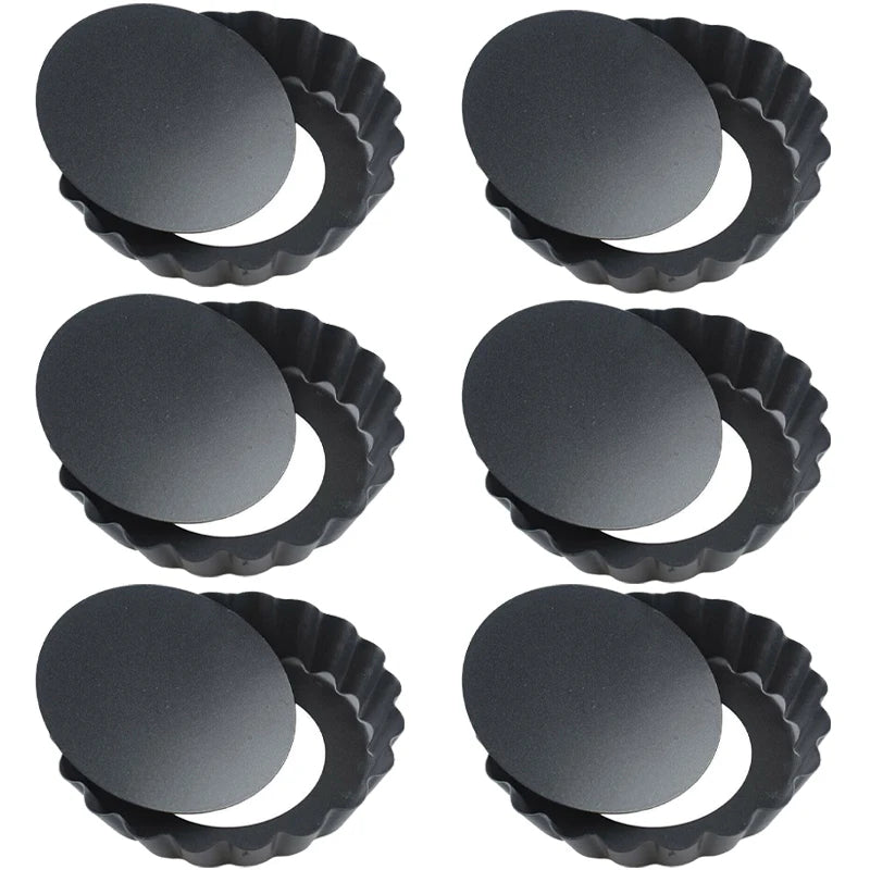 Tejesa 10cm Mini Pie Muffin Cupcake Pans Non-Stick Tart Quiche Flan Pan Molds Pie Pizza Cake Mold Removable Loose Bottom Round Bakeware