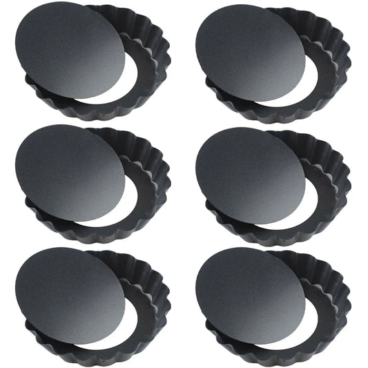 Tejesa 10cm Mini Pie Muffin Cupcake Pans Non-Stick Tart Quiche Flan Pan Molds Pie Pizza Cake Mold Removable Loose Bottom Round Bakeware