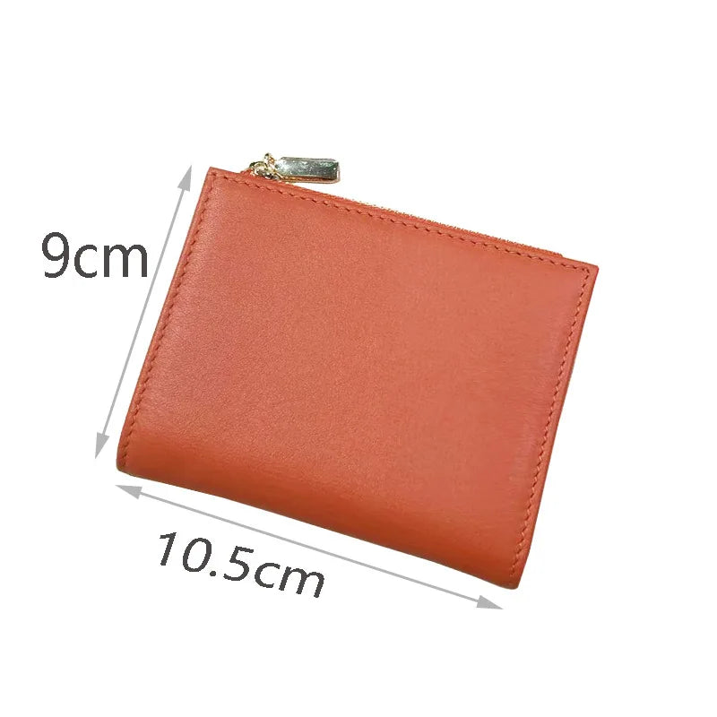 Women's short genuine leather wallet wallet with multiple card slots zerowallet large capacity card bag business card bag