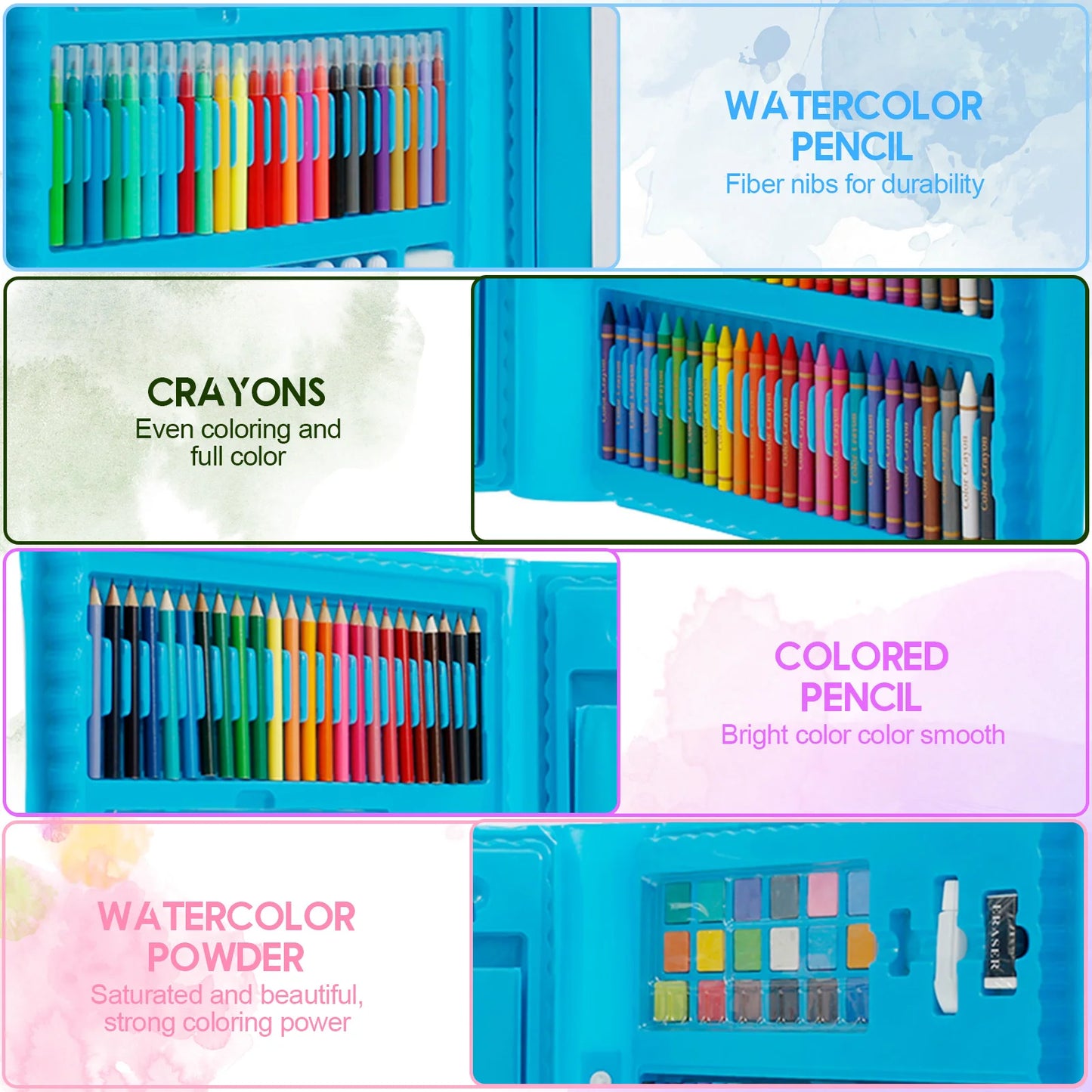 208Pcs Art Supplies Colorful Drawing Art Kit Non Toxic Painting Drawing Art Kit Safe Art Kit Cute Painting Kit for Kids Boys