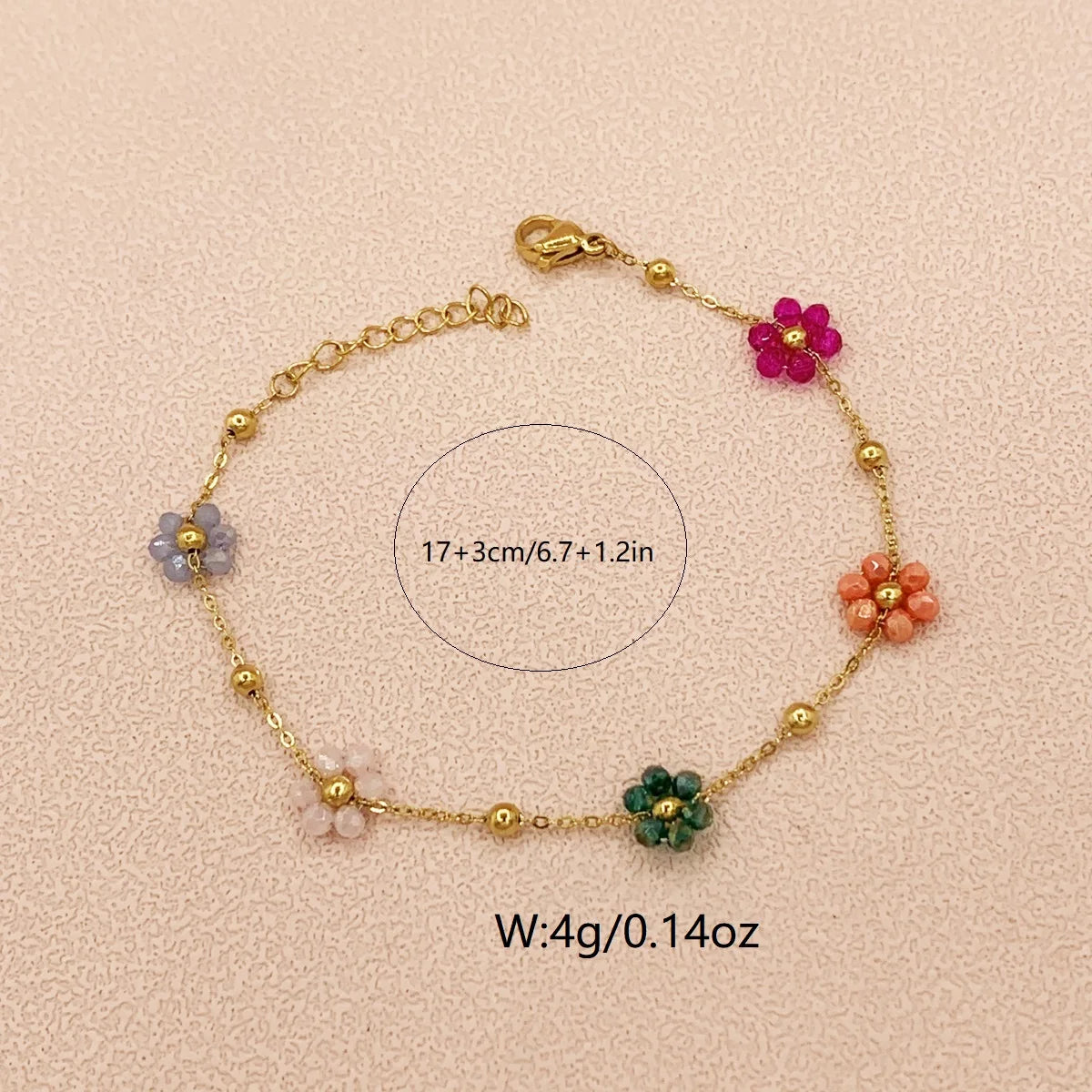 1 Boho style women's 18K gold plated colorful beaded bracelet Valentine's Day Ramadan gift