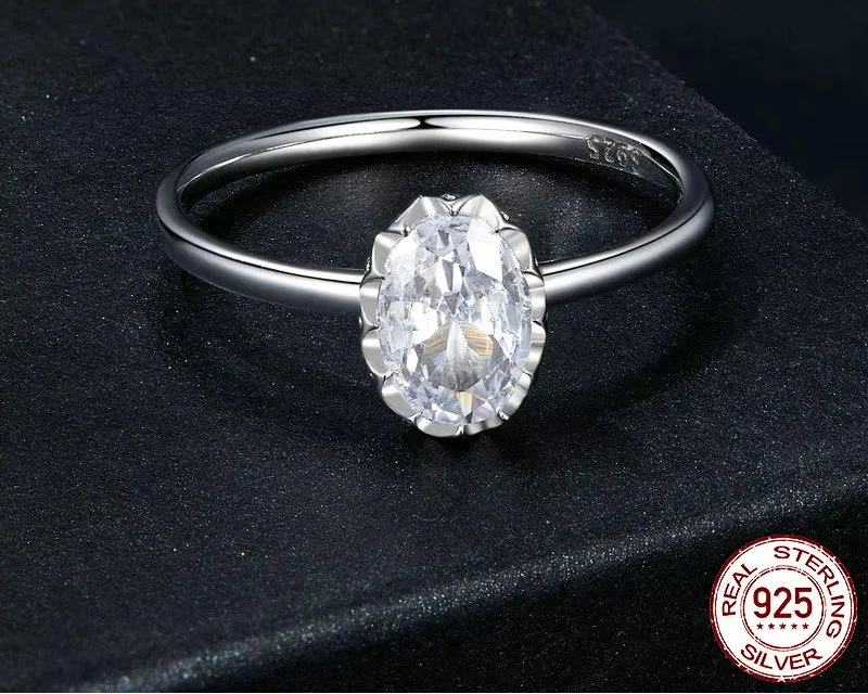 Tejesa  Moissanite Engagement Ring, Women's Solitaire Moissanite Promise Rings 925 Sterling Silver with White Gold Plated MSR049