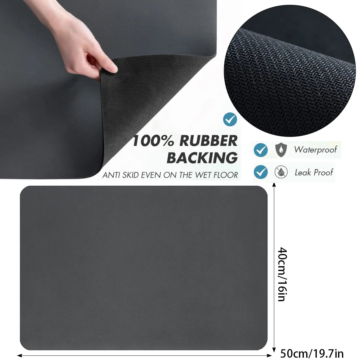 Tejesa  Grey Colour Absorbent Mat Kitchen Tableware Mat Dish Drying Pad Coffee Machine Mat Absorbent Drain Drying Mat Quick Dry Bathroom Drain Pad