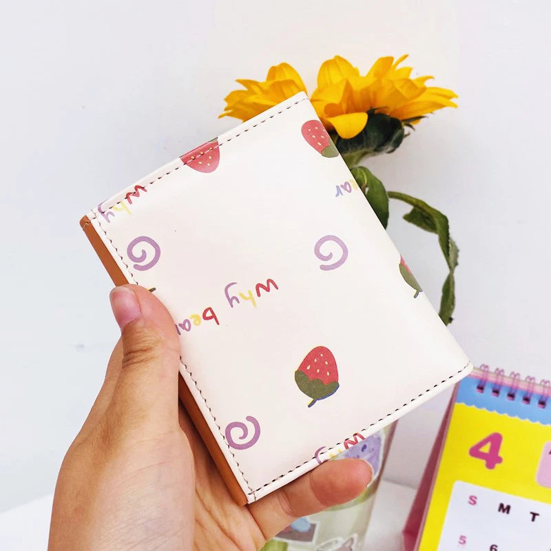 Cartoon Pu Purse Wallet Lovely Little Bear Coin Wallet Simple And Portable Three Fold Student Mini Card Bag Birthday Gift