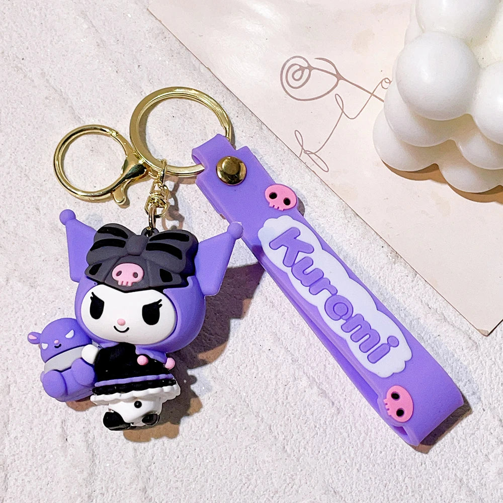 Wholesale Kawaii Sanrio Kuromi Keychain Pvc Doll Key Chain Cartoon Anime Cinnamoroll Bag Pendant Car Keyring Accessories Gift