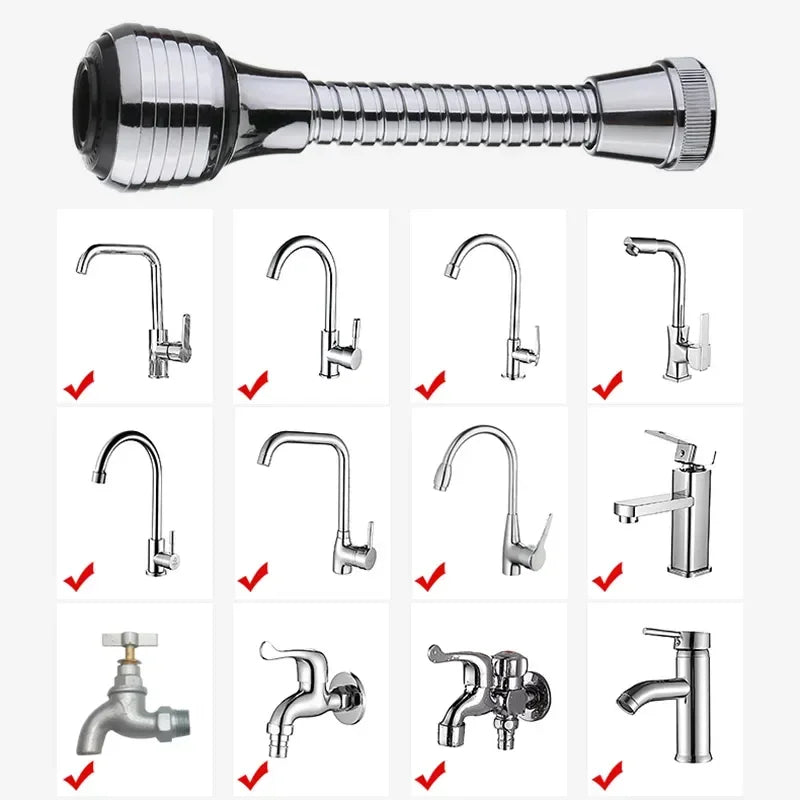 Hemasa Kitchen Gadgets 2 Modes 360 Rotatable Bubbler High Pressure Faucet Extender Water Saving pipe