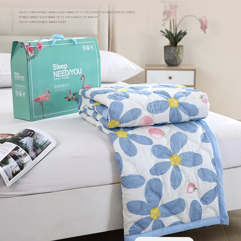 Hemasa Quilted summer single double bed light Printed quilt core Air conditioning quilting twin queen size duvet Thin plaid comforter