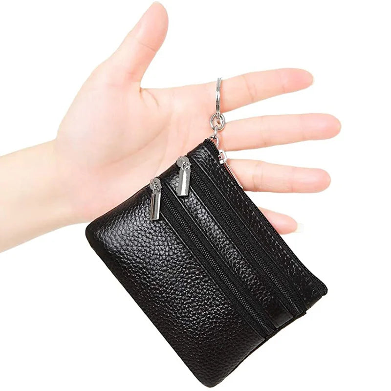 Fashion Women Men Kids Mini Wallet Ladies Double Zipper Coin Purse Multifunctional Small Coin Credit Card Key Ring Wallet