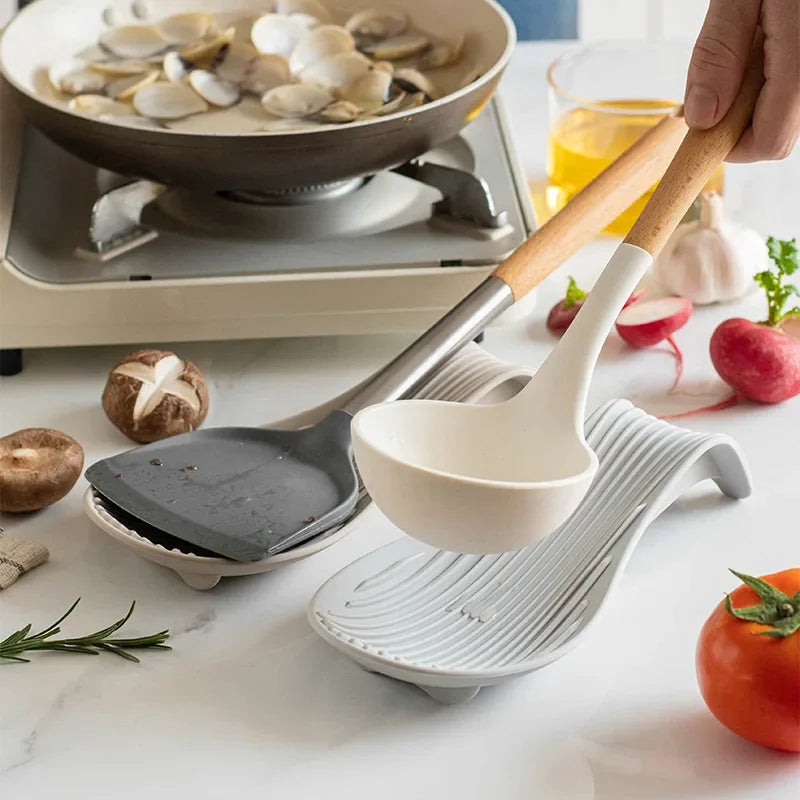 Hemasa Silicone Spoon Holder /Kitchen Spoon/ Rest Utensil Heat Resistant Storage Shelves Kitchen Cooking Tools Kitchen Accessories