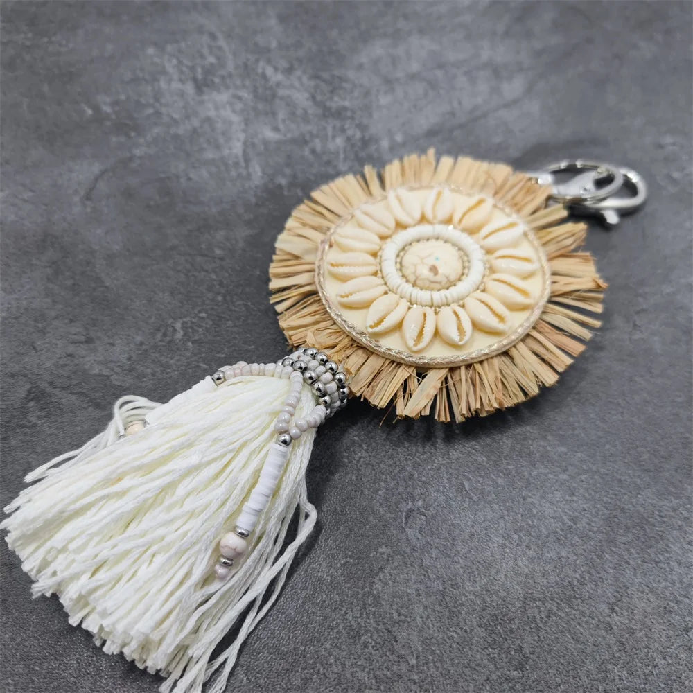Bohemia Stone Tassel Keychain Bag Charm Women's Boho Handmade Jewelry Keyring For Party