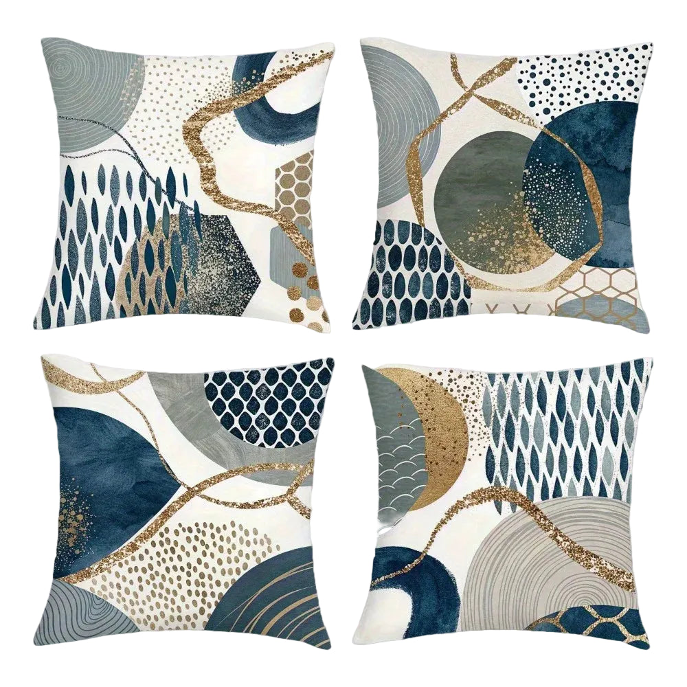 Hemasa 4pcs Abstract geometric patterns Single-sided printing Short plush Suitable living rooms bedrooms sofas (excluding pillow cores)