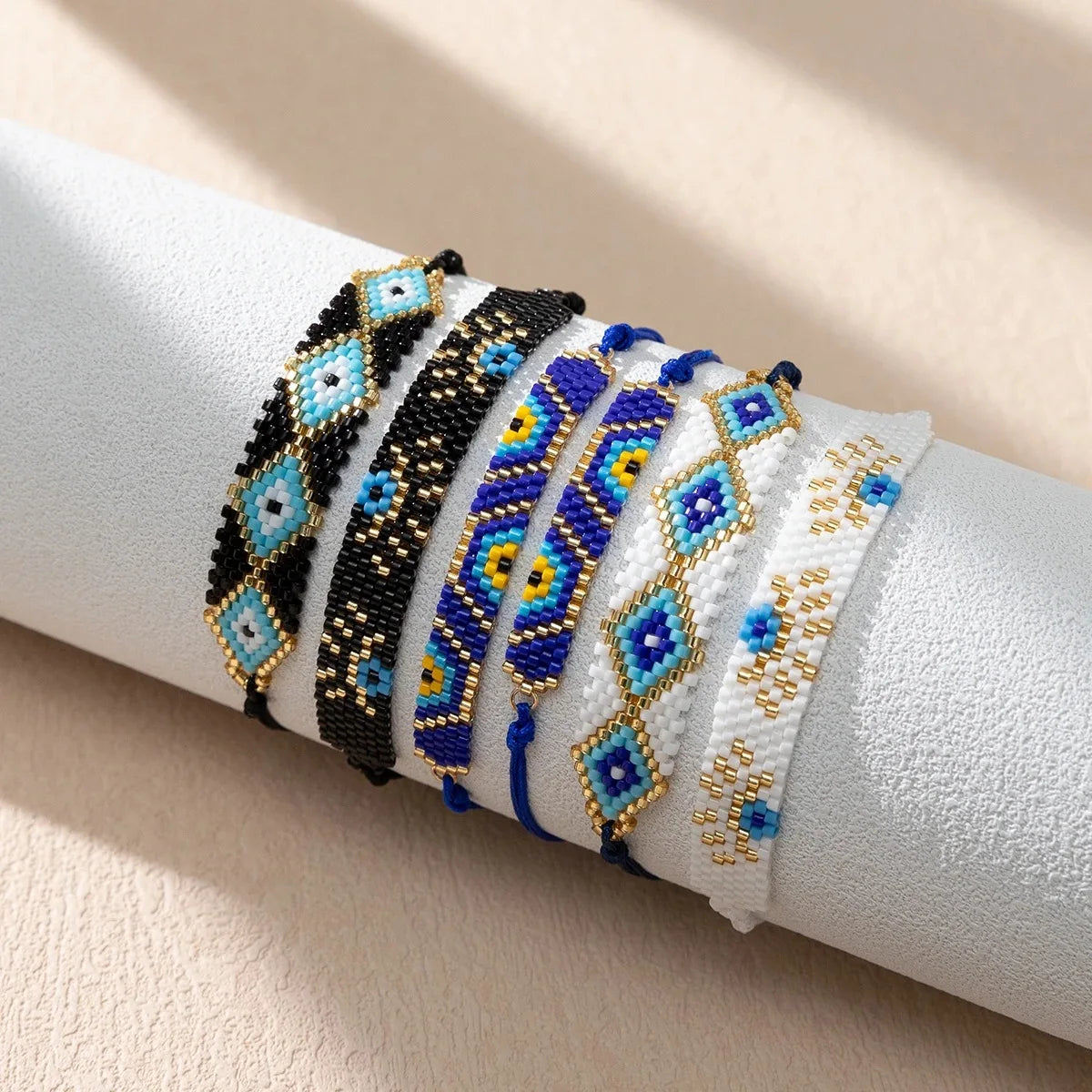 Bohemia Rice bead bracelet Geometry Eye Multiple colors Hand weaving Female Popular Personality Adjustable Beaded bracelet