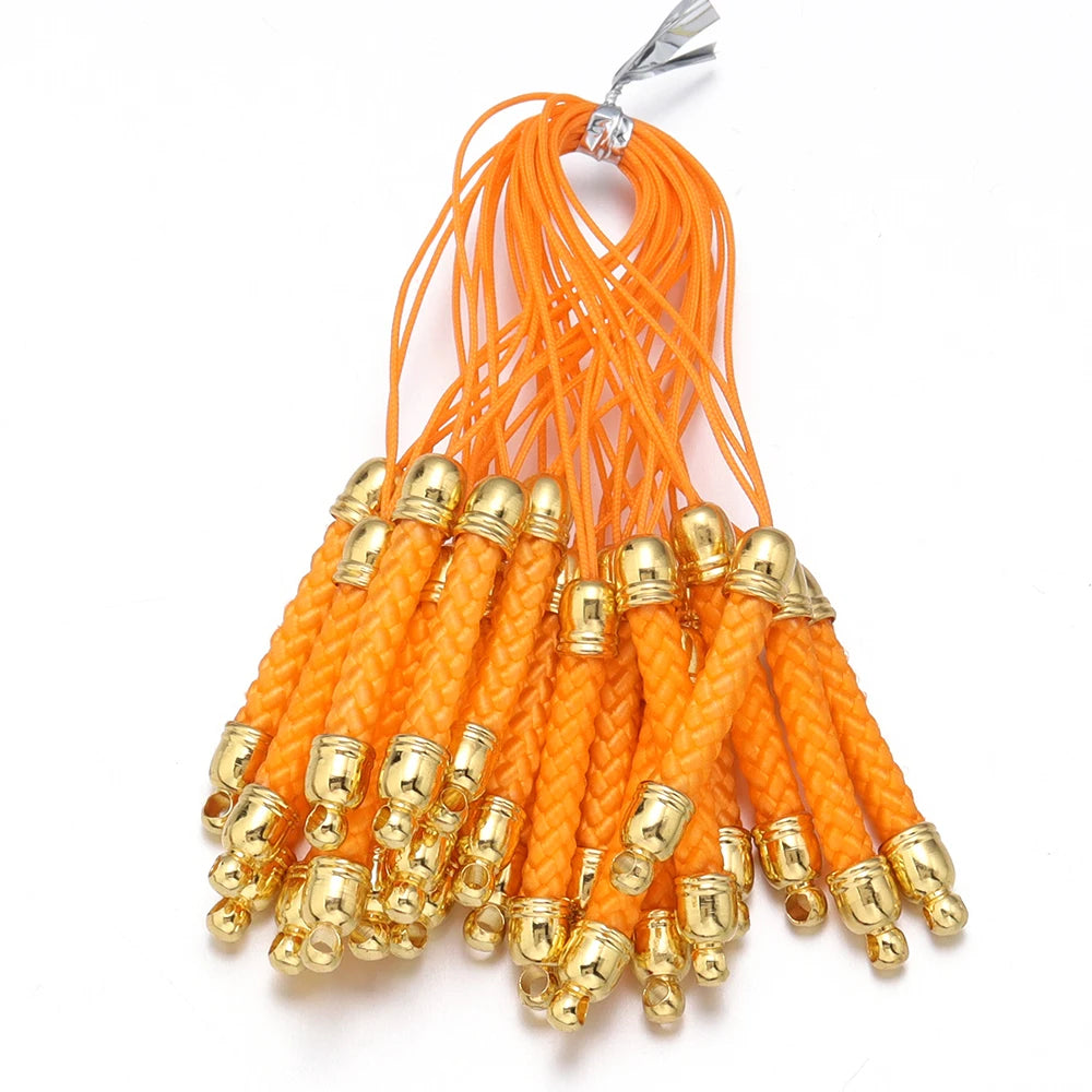 Tejesac 10pcs/Lot 13 Colors Lanyard Lariat Straps with Gold Color Clasp/ Keychain Hooks Rope Bags Charms