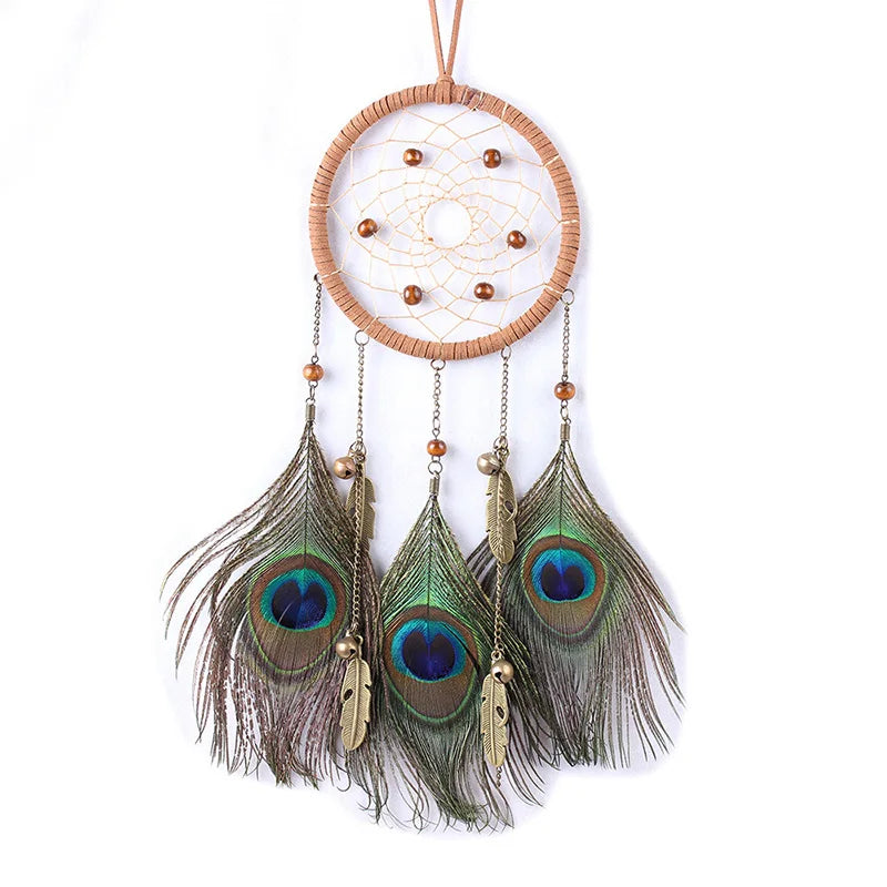 Hemasa Dream Catcher Blue Feather Wind Chime Handmade Girls Room Bedroom Wall Hanging Pendant Ornaments Birthday Gift Home Decoration
