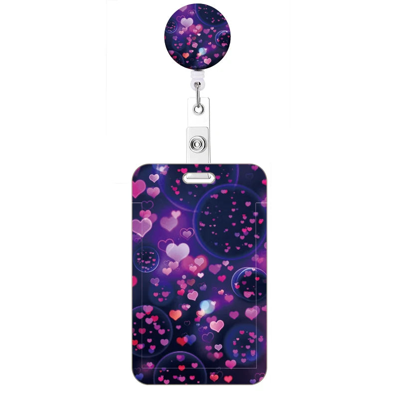 New Style Color Love  Retractable Clip Reel Card Holder Heart Shape ID Business Work Card Yoyo Badge Holders Office Supplies