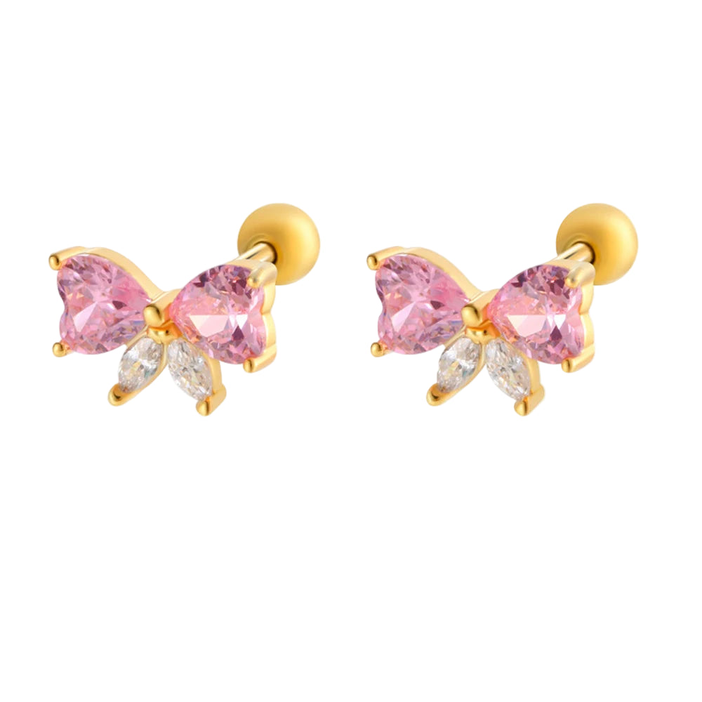 Tejesa  Stainless Steel  Bow Copper  Zirconia Bowknot Earrings for Women