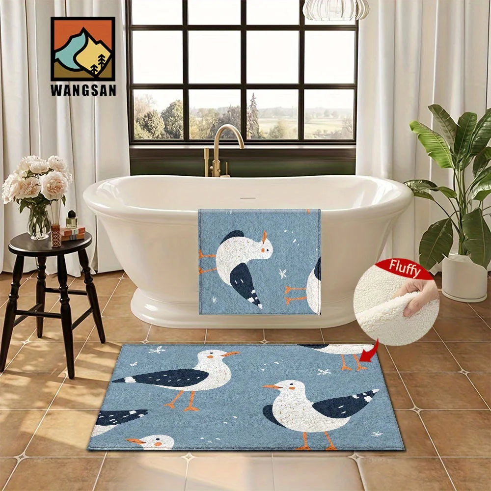 Tejesa Cute Cartoon Dove Carpet Blue Doormat /Welcome Mat/ Absorbent Bathroom Rug Carpet For Live Room Rug For Bedroom Home Decor