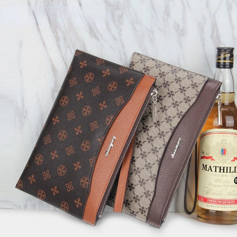 Hemasa Men's Long PU Leather Wallets Vintage Cellphone Clutch Multi-functional Purse Large-capacity Envelope Handbag