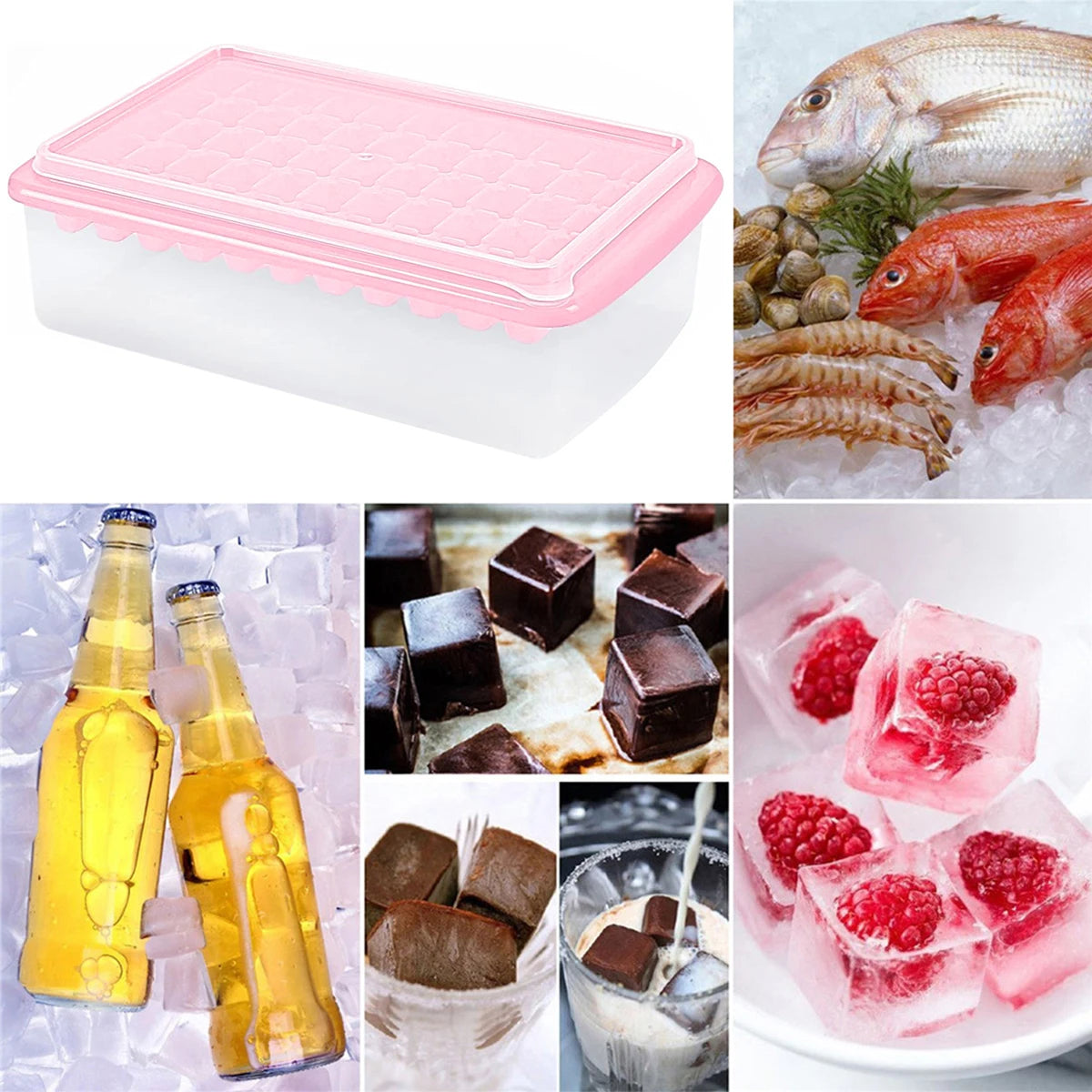55/26 Grid Ice Cube Mold Tray Reusable Silicone Ice Ball Maker Kettle for Outdoor Travel Camping Iced Drinks Ice Cube Container
