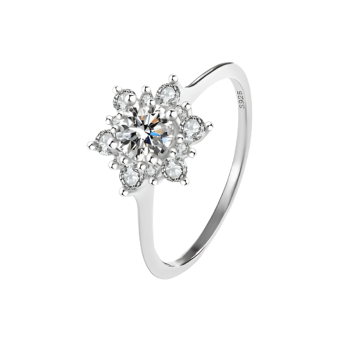 Hemasa Claw-Shaped Snowflakes Full Of Diamond Couple Rings For Women Original Sterling Silver Anniversary Gift Jewelry