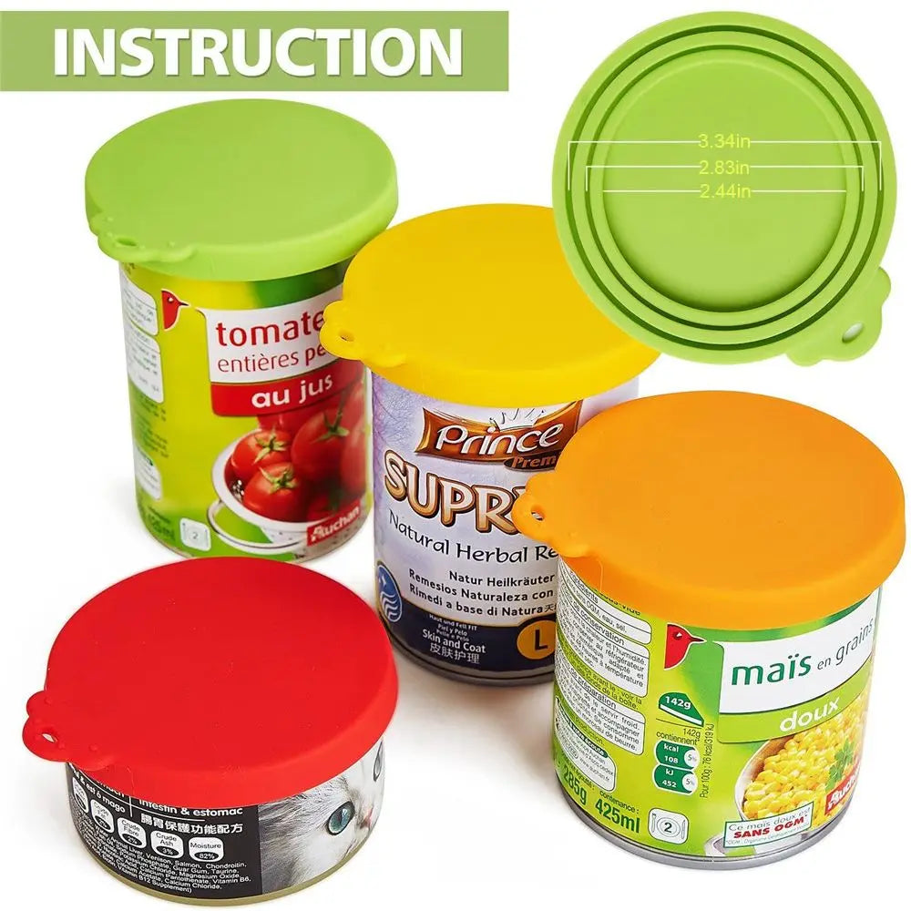 Hemasa 3 In 1 Silicone Canned Lid Reusable Food Tin Cover Keep Fresh Kitchen Organization Pet Supplies
