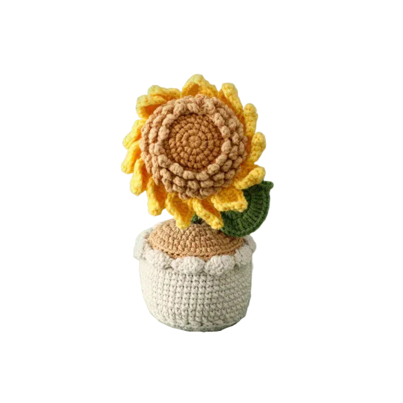 Hemasa Crochet  Colourful  Kintted  Potted  Sunflowers Table Decor Graduation Gift