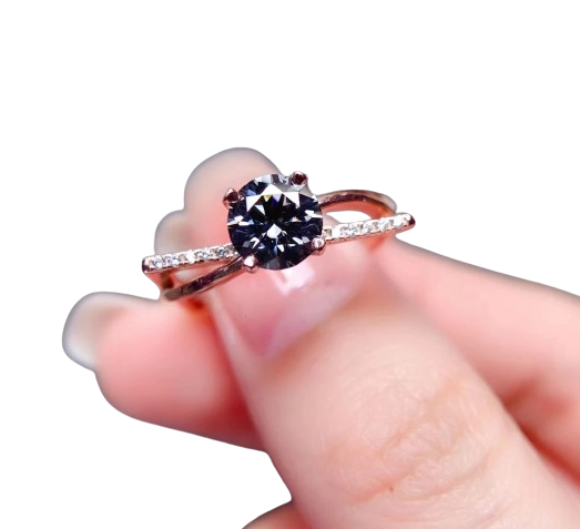 Hemasa  Moissanite Ring 925 Sterling Silver 1ct Champagne /Green/Grey  Diamond Engagement Ring For Women Party Gift