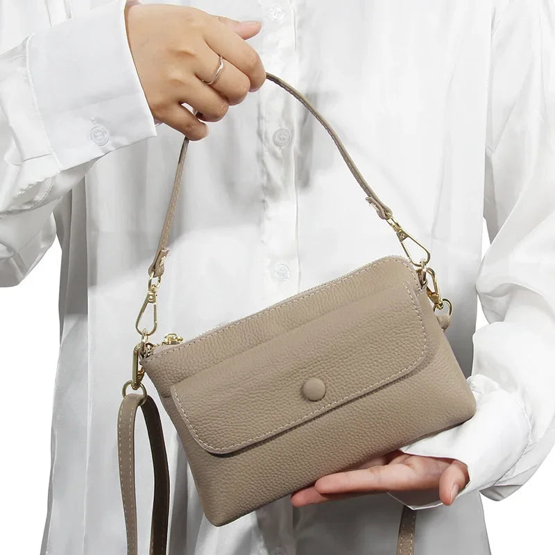 Tejesa Small Crossbody Bags/ Cellphone Pouch Wallet/ Genuine Leather Wristlet Clutch Handbags Purses with 2 Removeable Straps