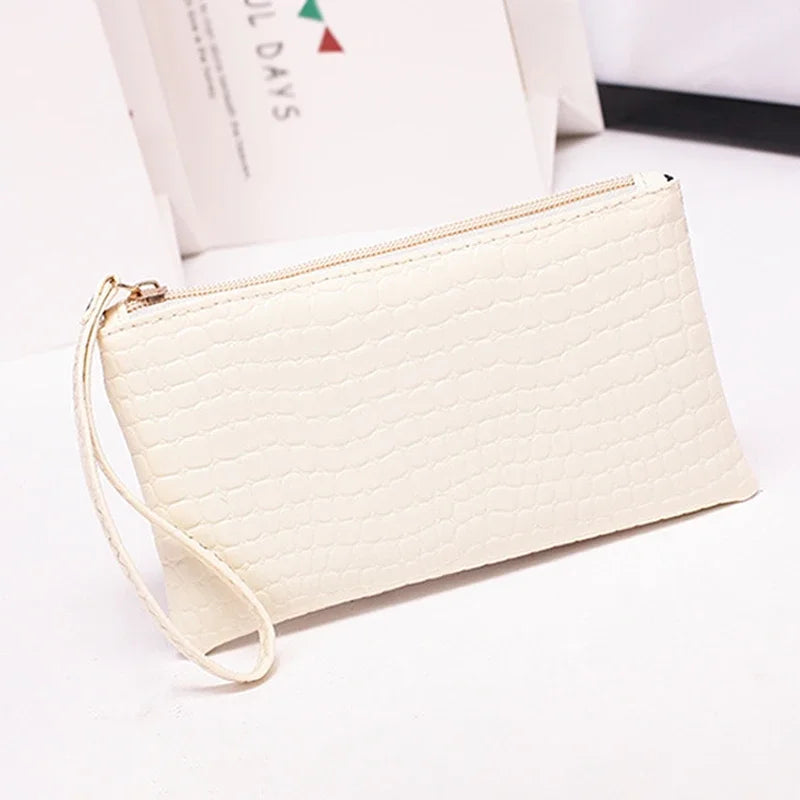 Hemasa Crocodile Pattern  Wallet Litchi Grain Coin Purse Female Bag Wrist Bags Zipper Phone Pocket Credit Card Holder