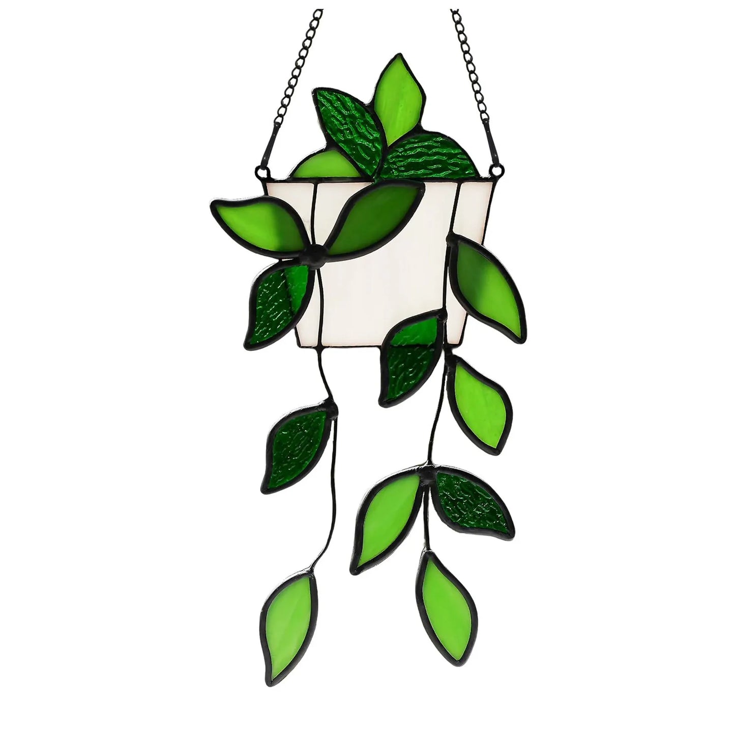 Artisanal Pothos Stained Glass Window Hangings Suncatcher For Window Exquisite Decorations Gifts Crystal Garland Beads