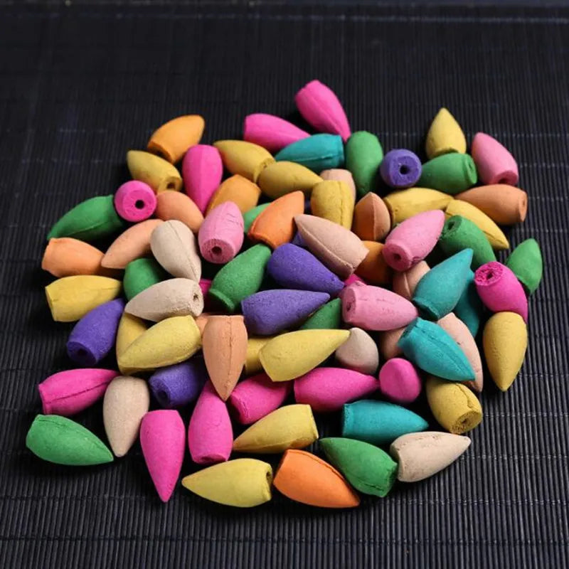 Hemasa 60pcs/280pcs/bag Household Natural Reflux Tower Incense Tea Smoke Backflow Incense Cones Fragrant Reflux Aromatherapy Cones